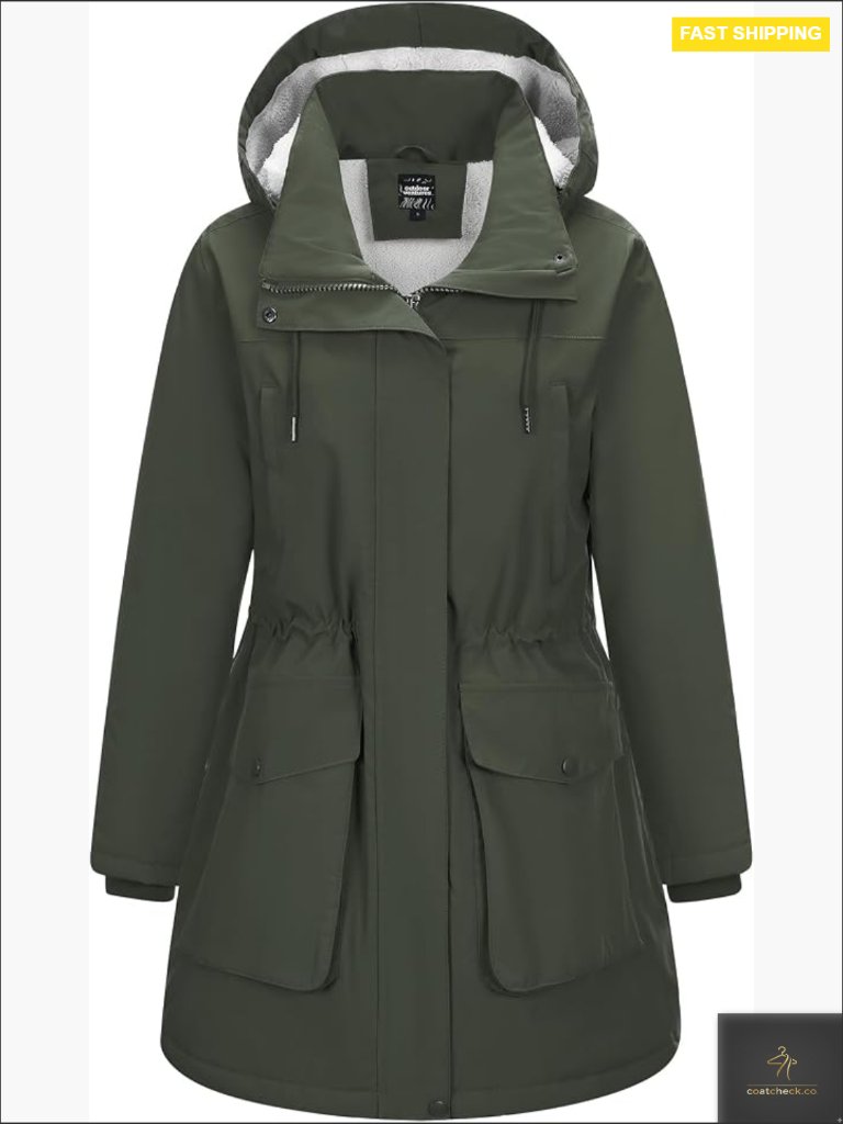 Waterproof Fleece Lined Winter Parka Removable Hood Warm Long Insulated Puffer